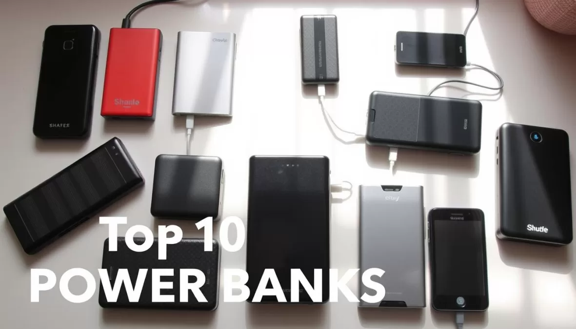 Various 20000mAh power banks arranged to show diversity of options for top 10 power banks 20000mAh India 2025