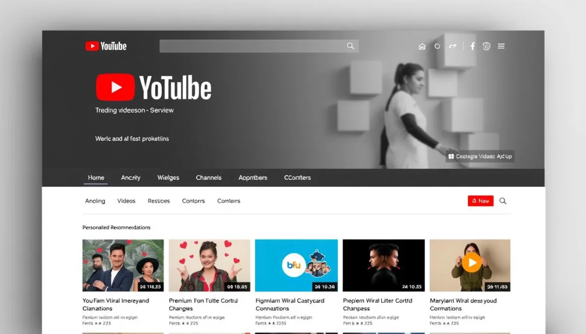 YouTube homepage showing trending videos and personalized recommendations