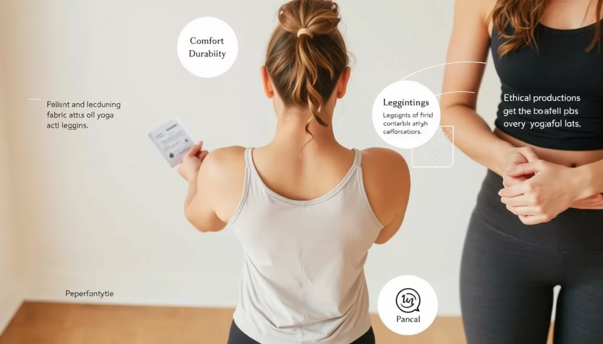 A person comparing different yoga brands' leggings and tops, considering factors like fabric, sustainability, and fit from the top 10 yoga brands in the world 2026