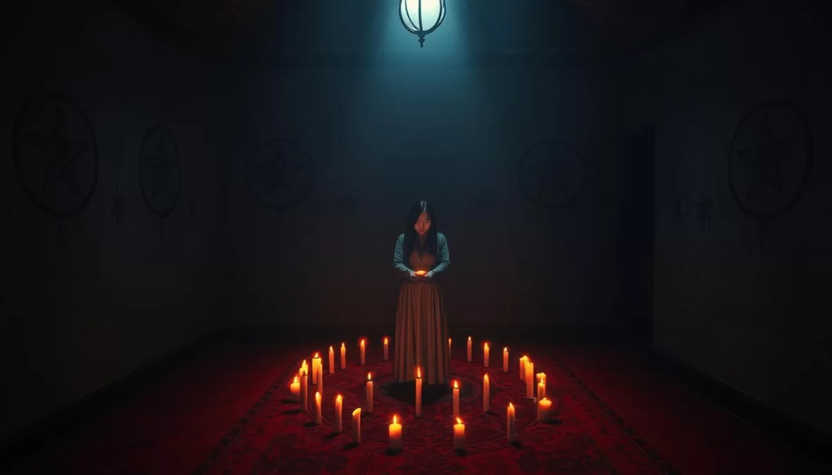 A terrifying ritual scene from Incantation with mysterious symbols, representing one of the scariest movies on Netflix 2025