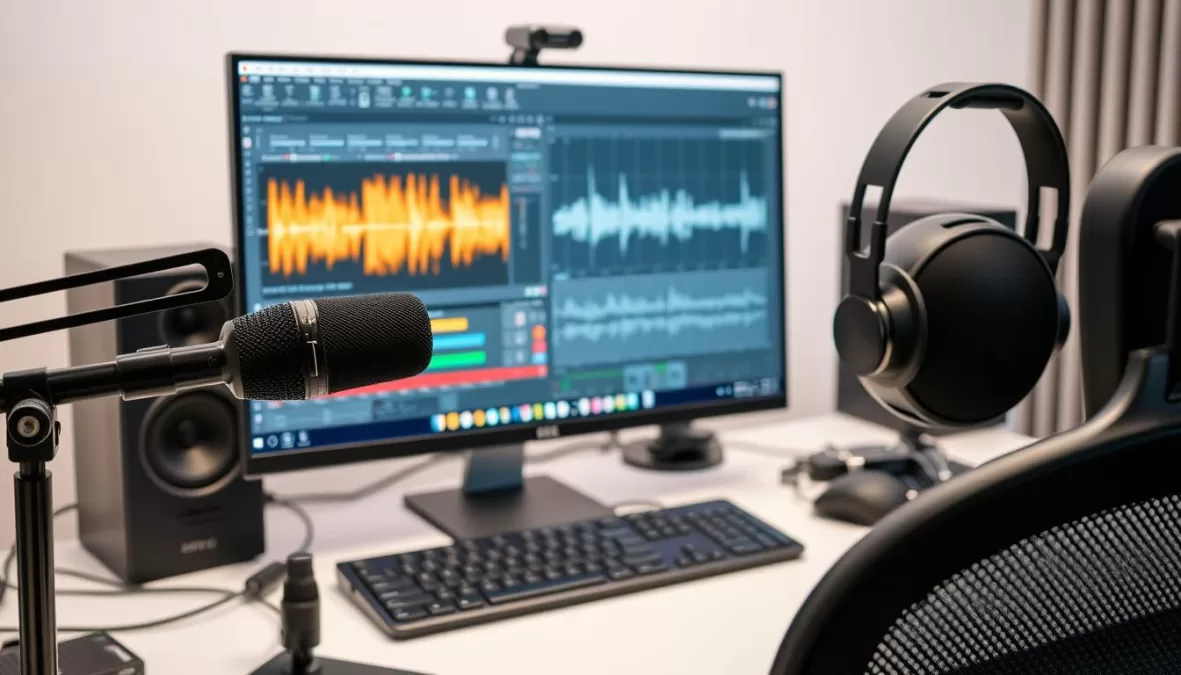 AI voiceover production setup for Top 10 side hustles with AI 2025