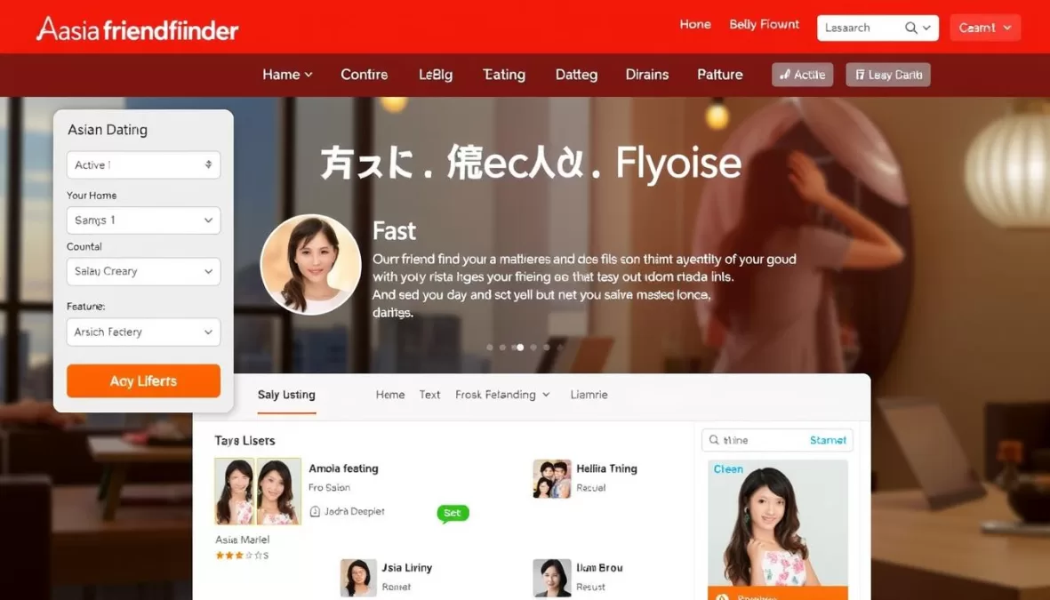 AsiaFriendFinder platform showing casual Asian dating features and social networking elements