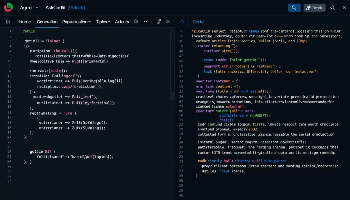 AskCodi interface showing code generation and explanation