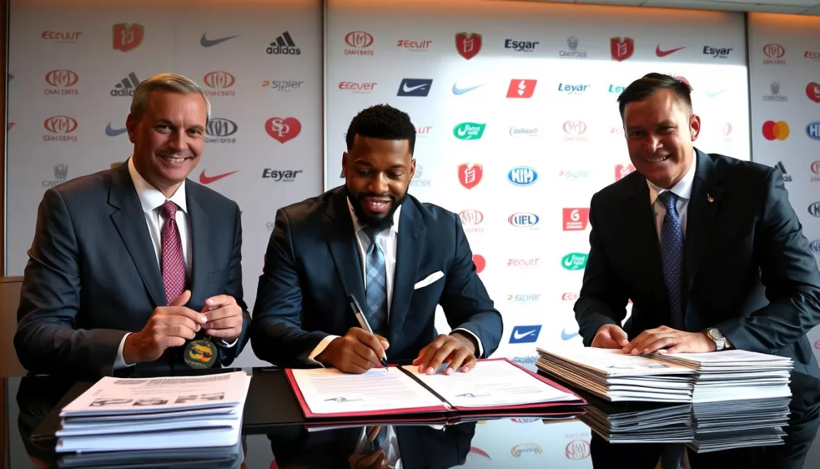 Athlete signing a major brand deal in 2025, showcasing the biggest athlete brand deals 2025