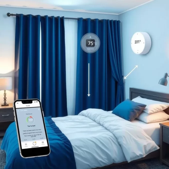 Bedroom environment being optimized based on sleep app recommendations
