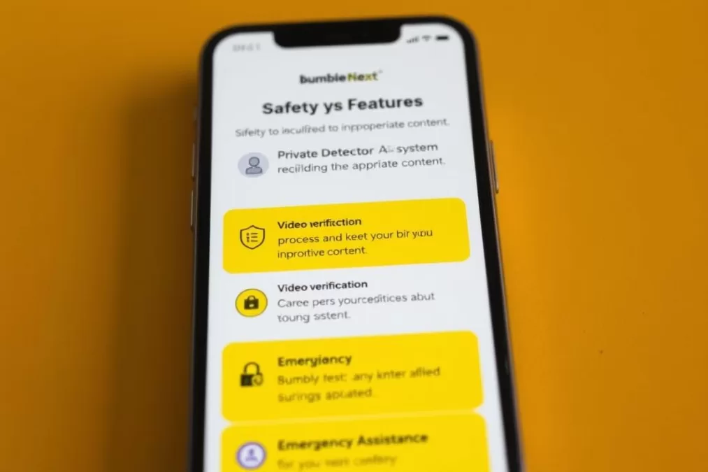 Bumble Next safety features showing Private Detector and video verification in 2026