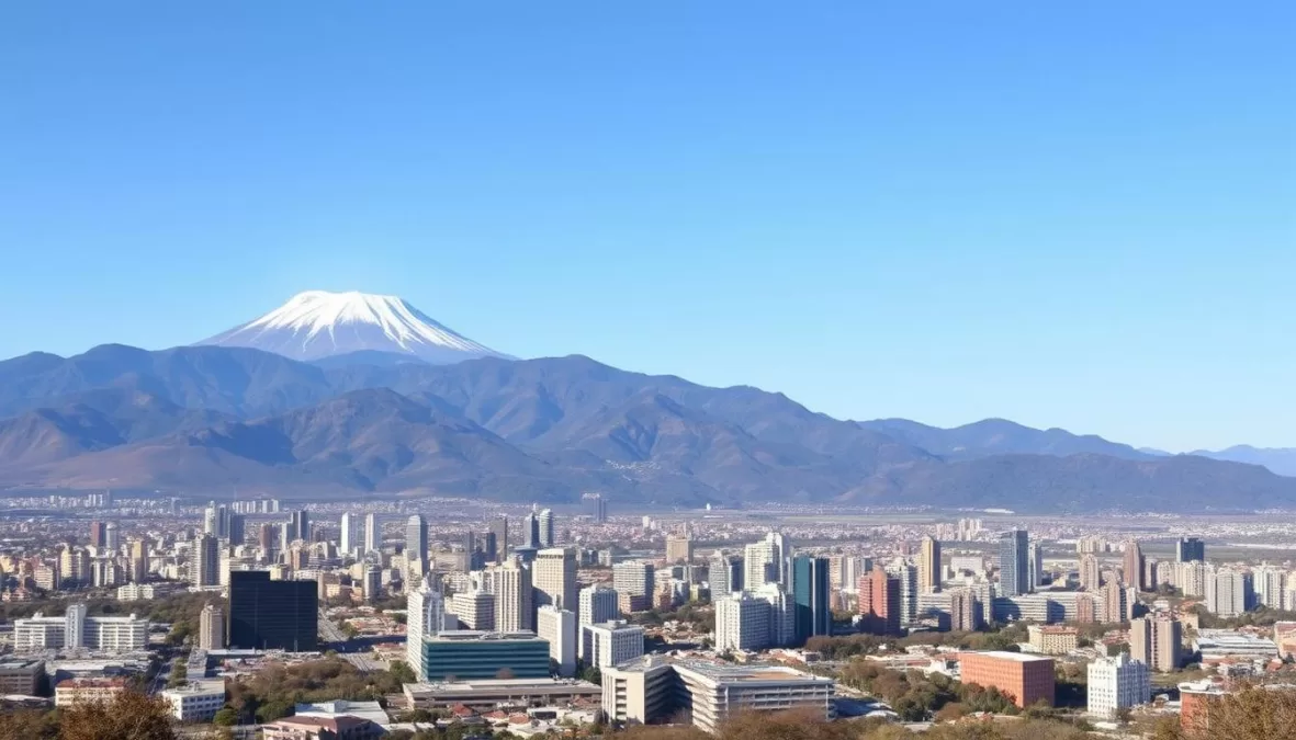 Caracas city skyline with Avila mountain in the background during winter