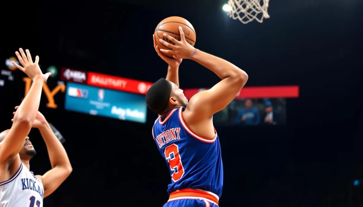 Carmelo Anthony shooting his signature mid-range jumper