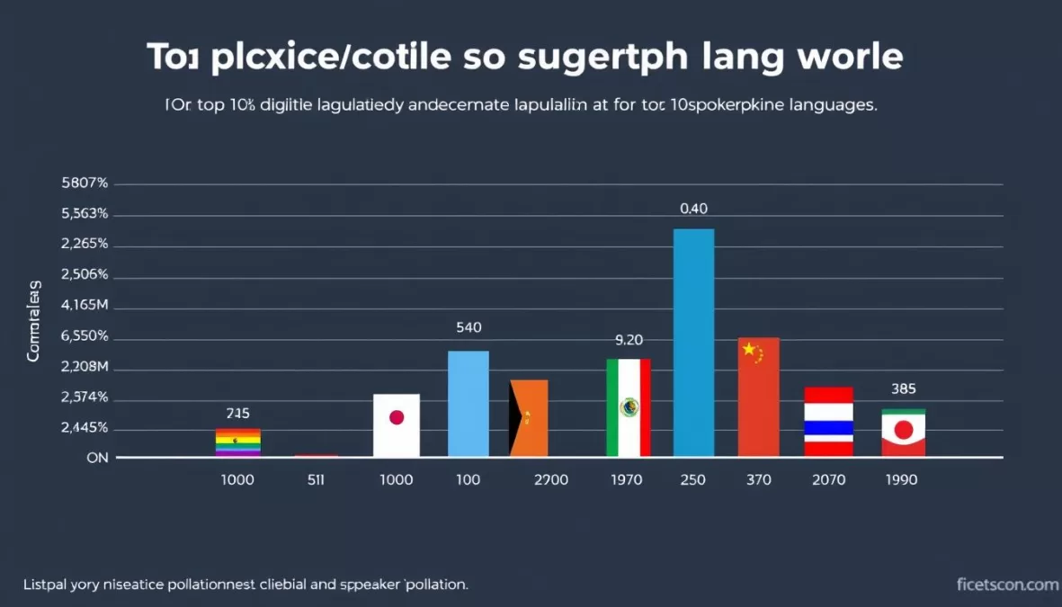 Chart showing online presence of the top 10 most spoken languages in the world compared to their speaker populations