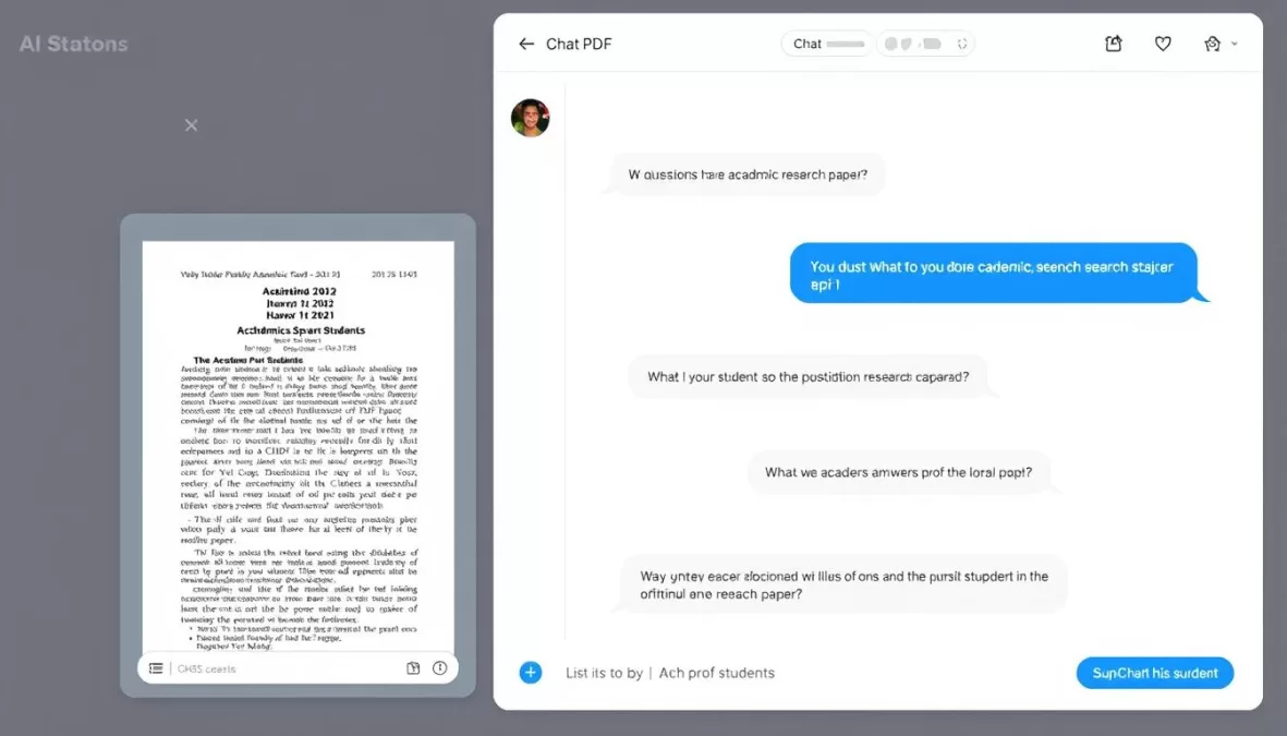 ChatPDF interface showing a student analyzing a research paper