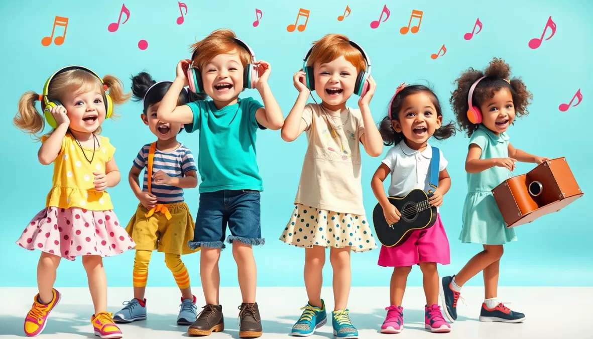 Children dancing and enjoying music to top 10 songs for kids 2025