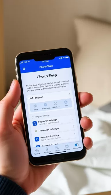 Chorus Sleep app showing its intuitive interface and CBT-I program elements