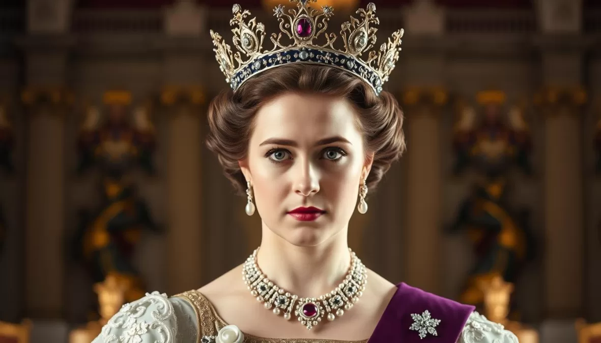 Claire Foy as Queen Elizabeth II in The Crown, one of the top 10 Netflix series of all time