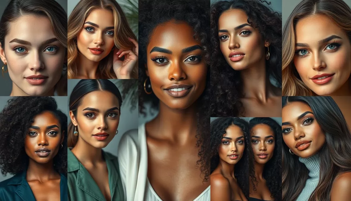 Collage of the top 10 sexiest women in world showing diversity in beauty standards