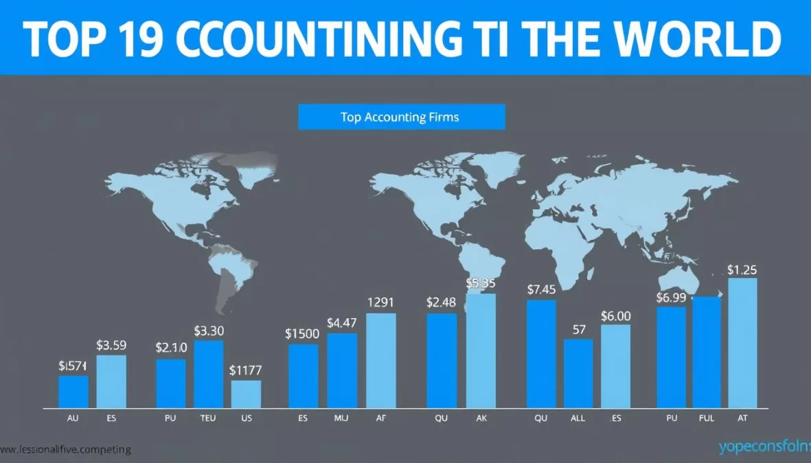 Comparative chart of top 10 accounting firms in the world showing revenue and global presence