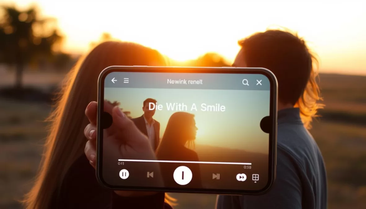 Couple creating romantic content with Die With A Smile song