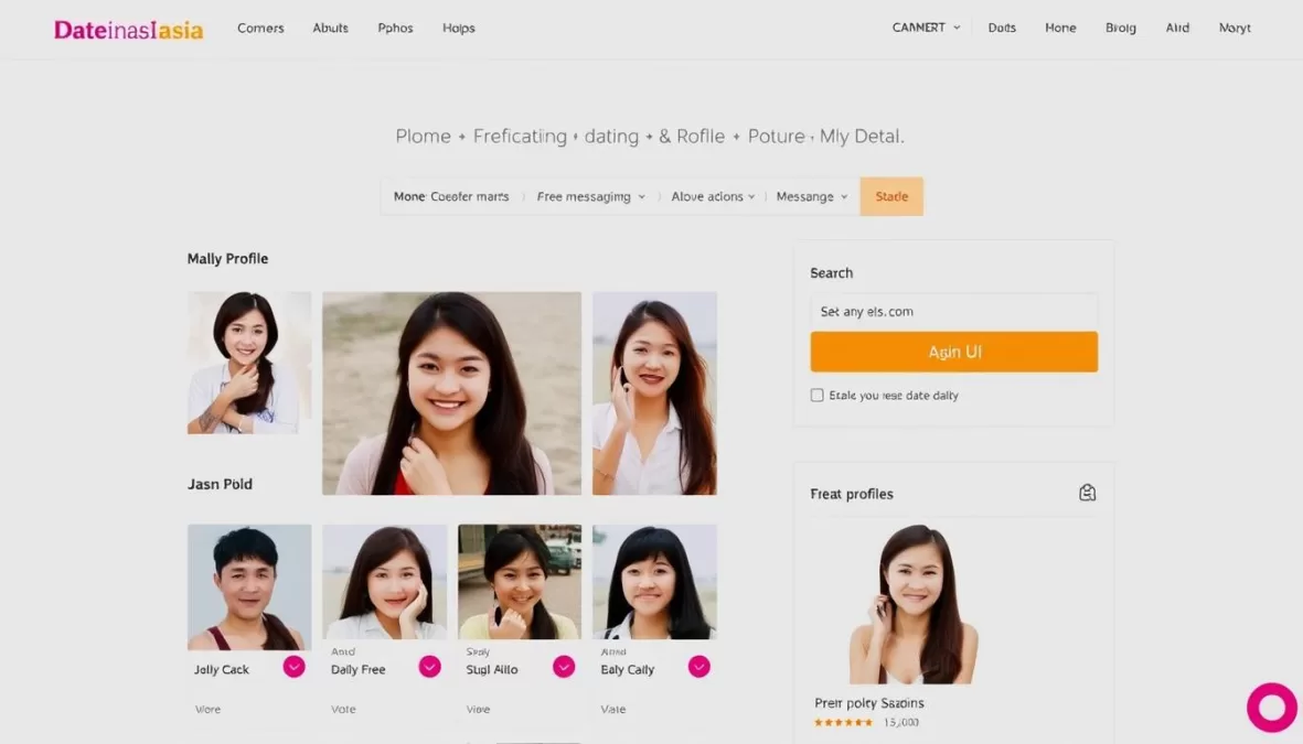 DateInAsia free dating platform showing profile browsing and messaging features