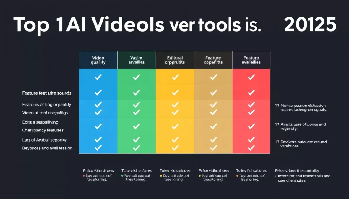Detailed feature comparison chart of top AI video tools 2025 showing capabilities across different categories