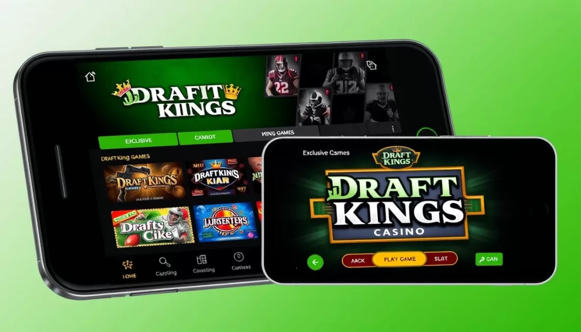 DraftKings Casino mobile app showing exclusive games and user interface