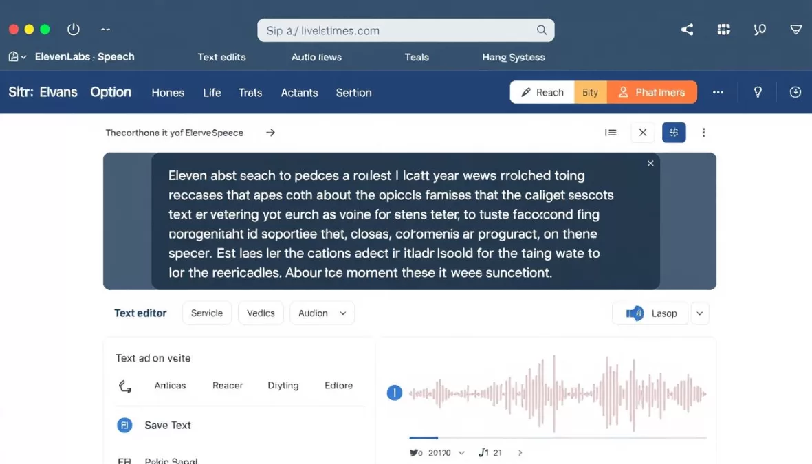 ElevenLabs interface showing text-to-speech conversion with multiple voice options