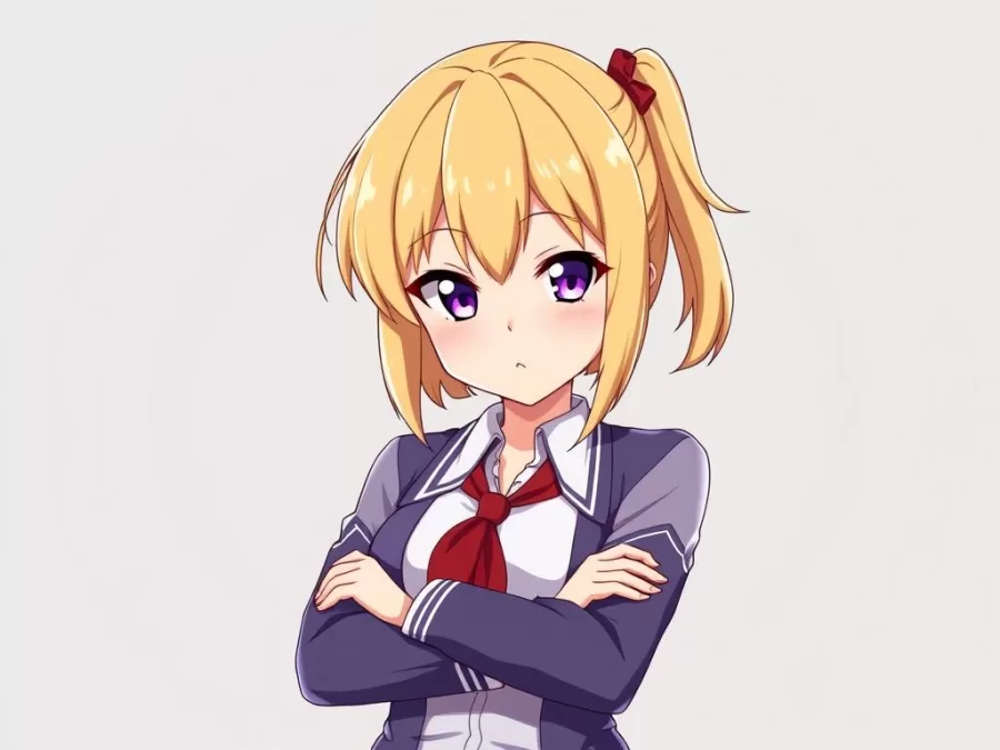 Erina Nakiri from Food Wars with her arms crossed and a haughty expression, demonstrating her status as one of the anime girls with biggest egos