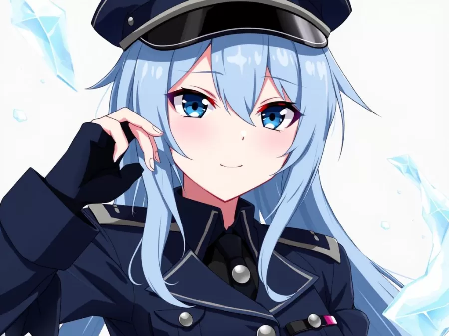 Esdeath from Akame ga Kill with her ice powers and commanding presence, representing powerful anime girls with biggest egos