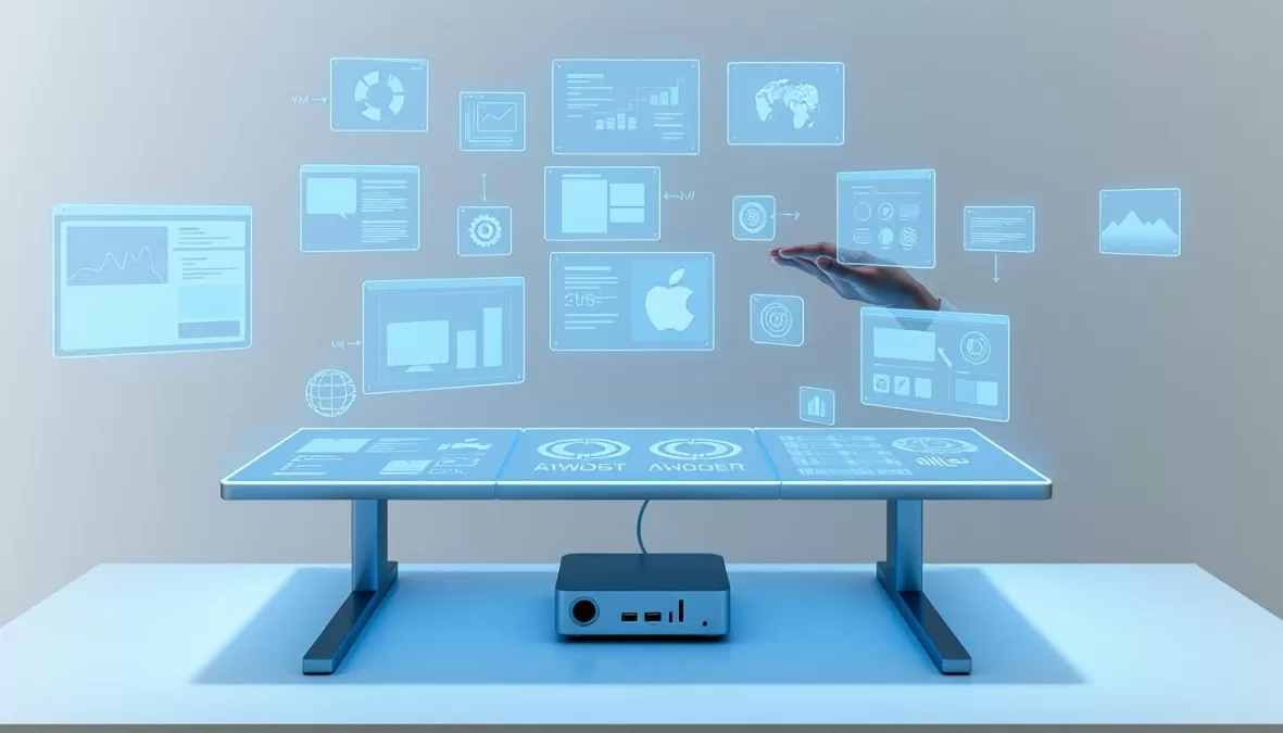 HoloDesk Workspace with holographic displays and interfaces, part of Top 10 Tech Products to Watch in 2026