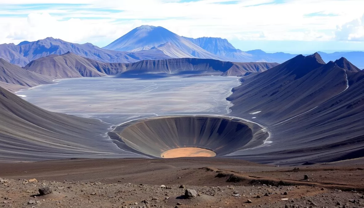 Huaynaputina volcano crater in Peru, site of South America's biggest volcano eruption in history