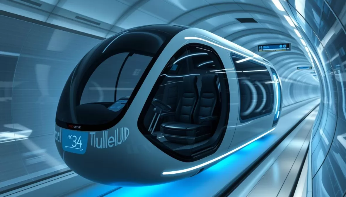 Hyperloop Personal Transport Pod in a vacuum tube system, featured in Top 10 Tech Products to Watch in 2026