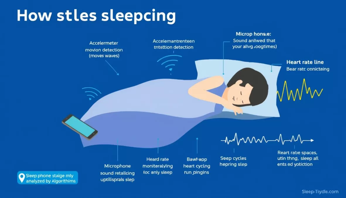 Illustration showing how sleep tracking technology works with sensors and algorithms