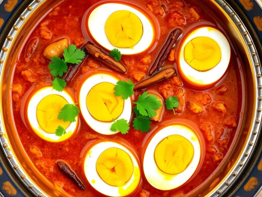 Indian egg curry and boiled eggs