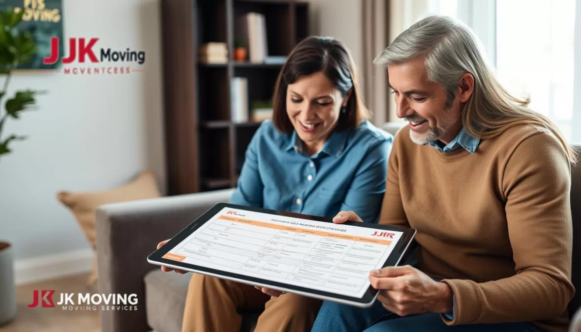 JK Moving Services consultant creating a customized international moving plan with clients