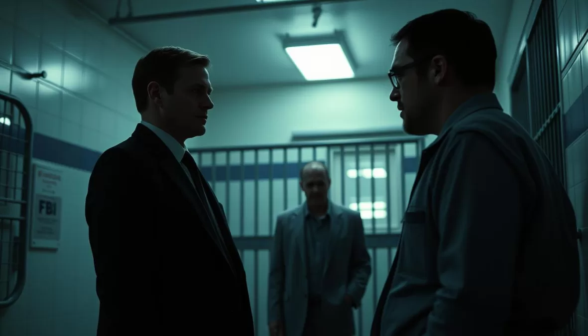 Jonathan Groff and Holt McCallany interviewing a serial killer in Mindhunter, one of the top 10 Netflix series of all time