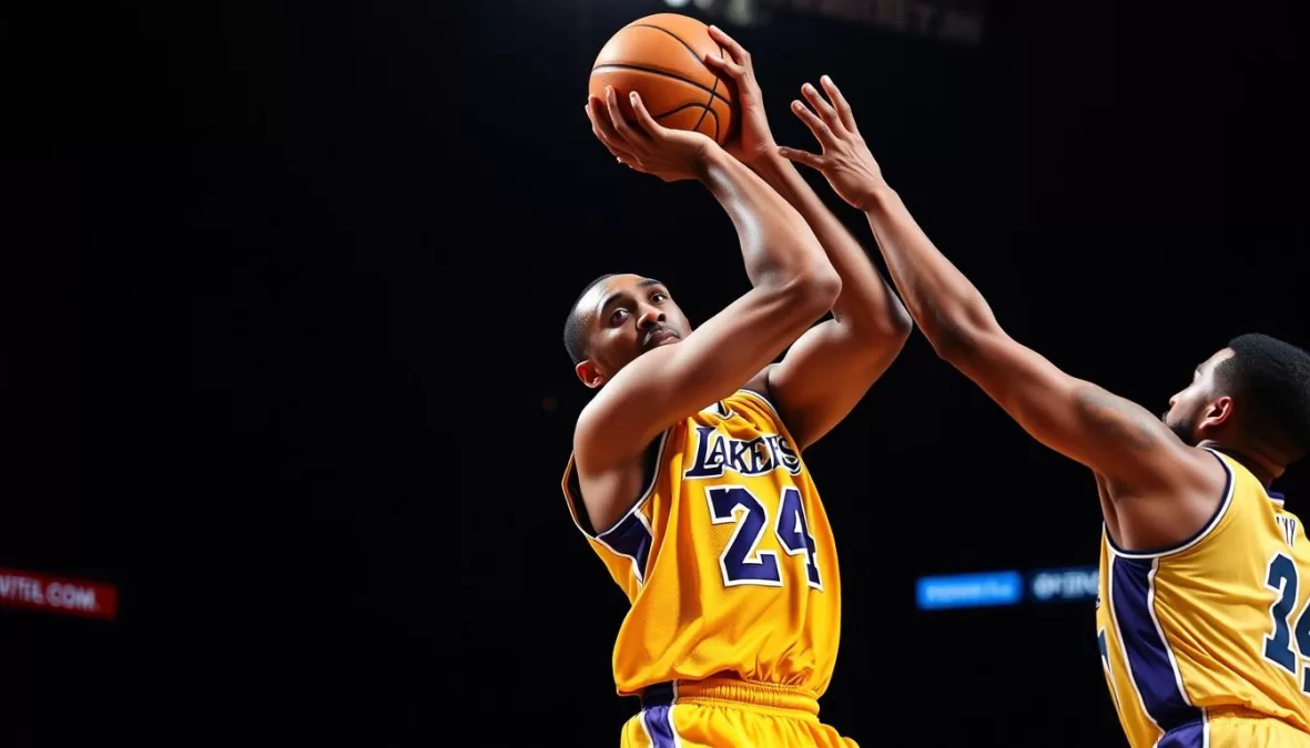 Kobe Bryant shooting his signature fadeaway jumper