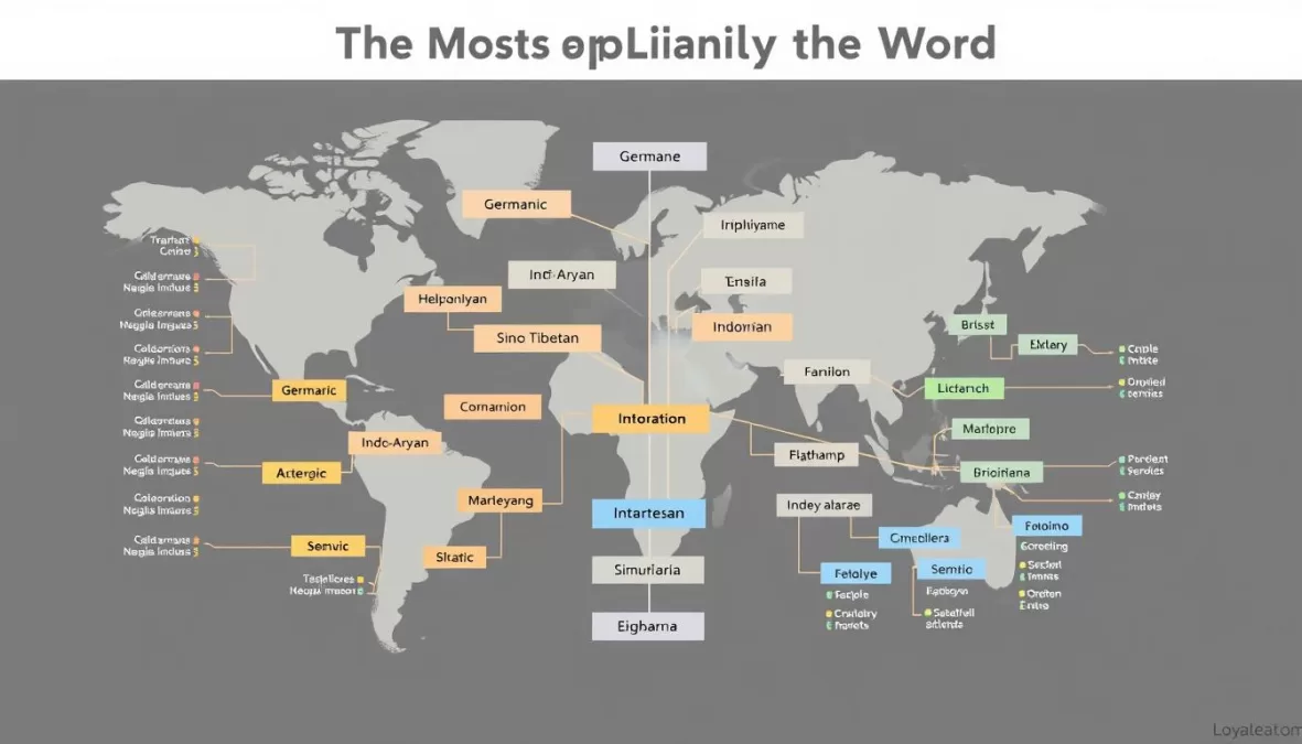 Language family tree showing relationships between the top 10 most spoken languages in the world