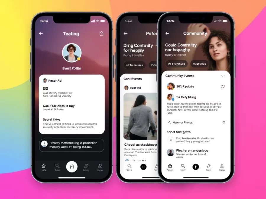 Lex Community interface showing text-first approach and community events for LGBTQ+ young adults in 2026