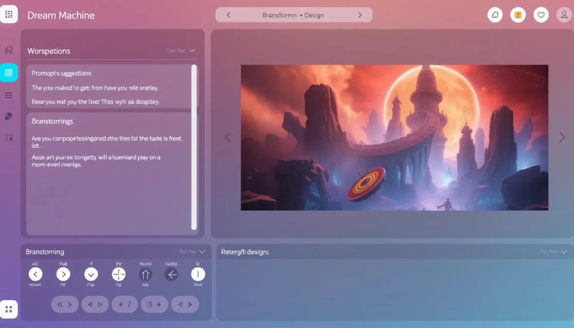 Luma Dream Machine interface showing creative brainstorming tools and generation options