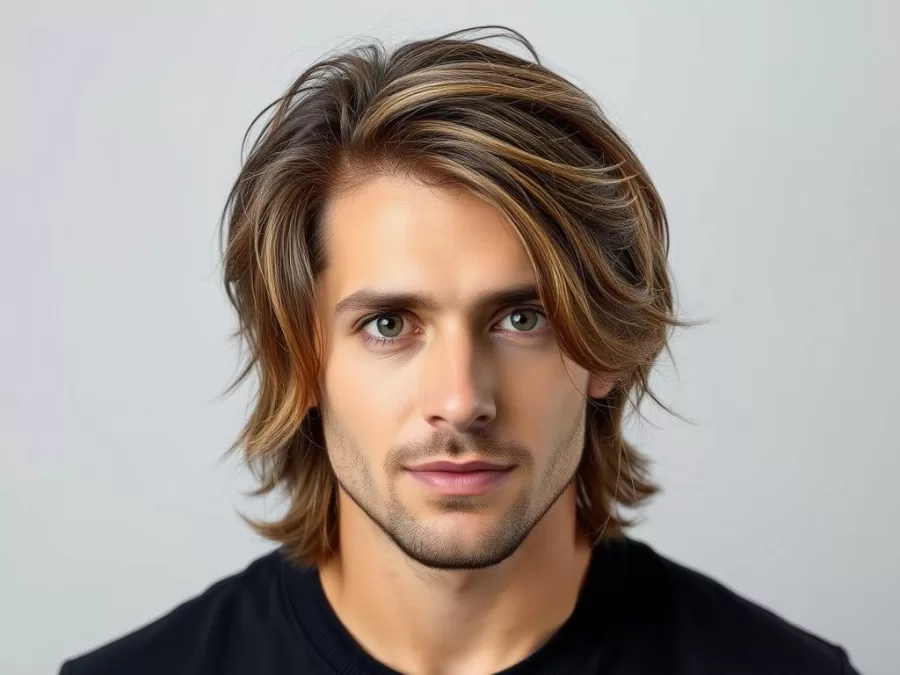 Man with textured curtains hairstyle for 2026 showing middle part and framing