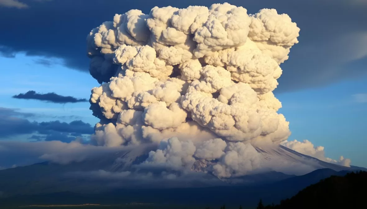 Massive eruption column from Mount Pinatubo in 1991, one of the biggest volcano eruption in history