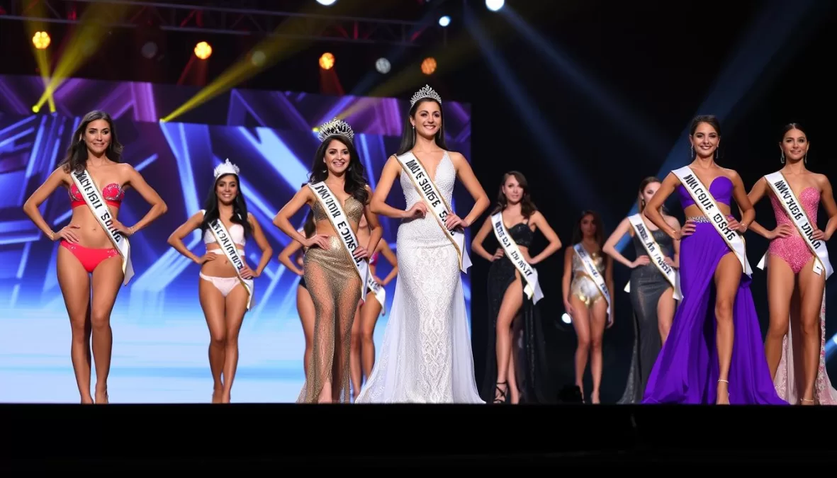 Miss Universe 2025 contestants during the swimwear competition round