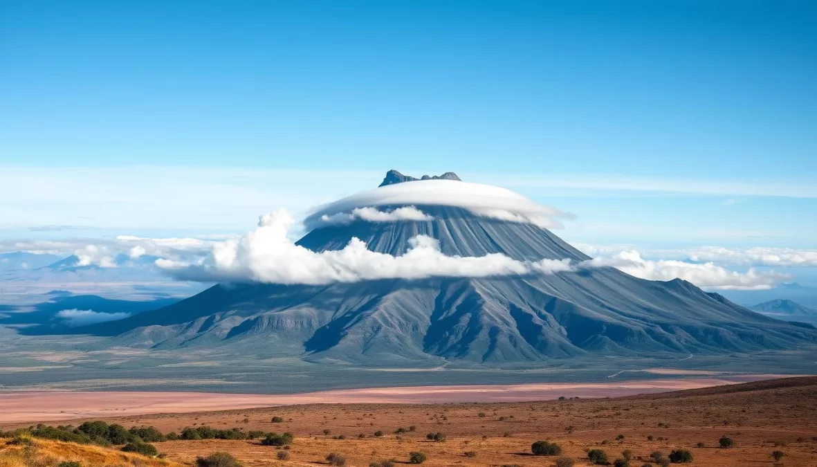Mount Roraima's flat top with clouds during winter in Venezuela