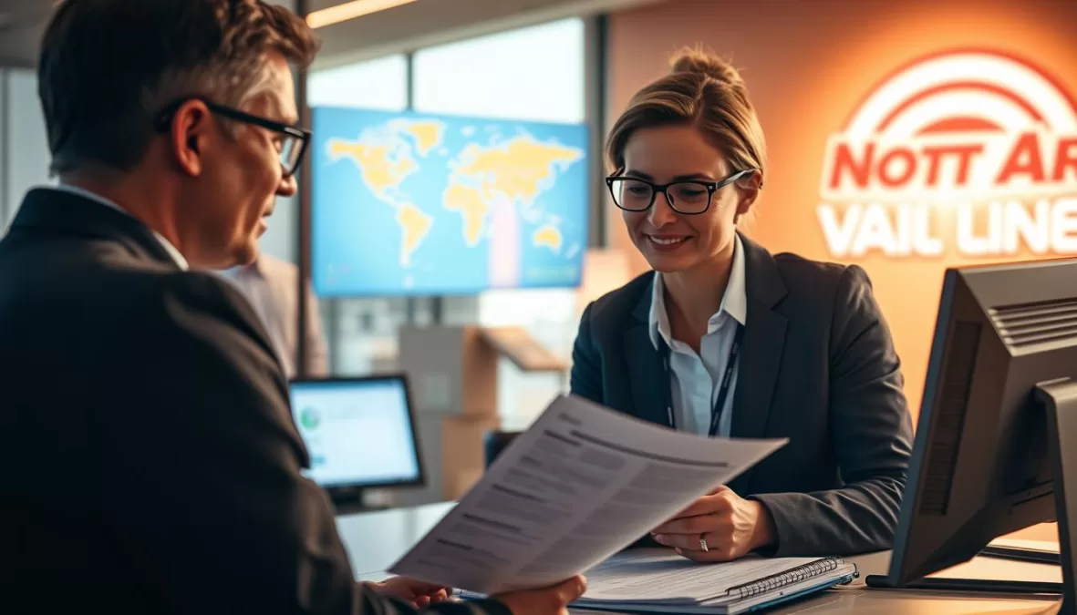 North American Van Lines customer service representative helping client with international move planning