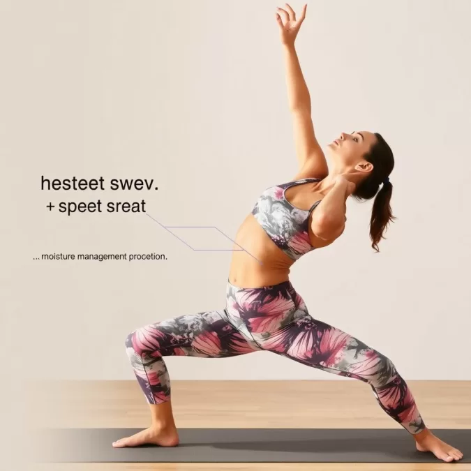 Onzie yoga set being worn during a hot yoga session, showing moisture-wicking properties
