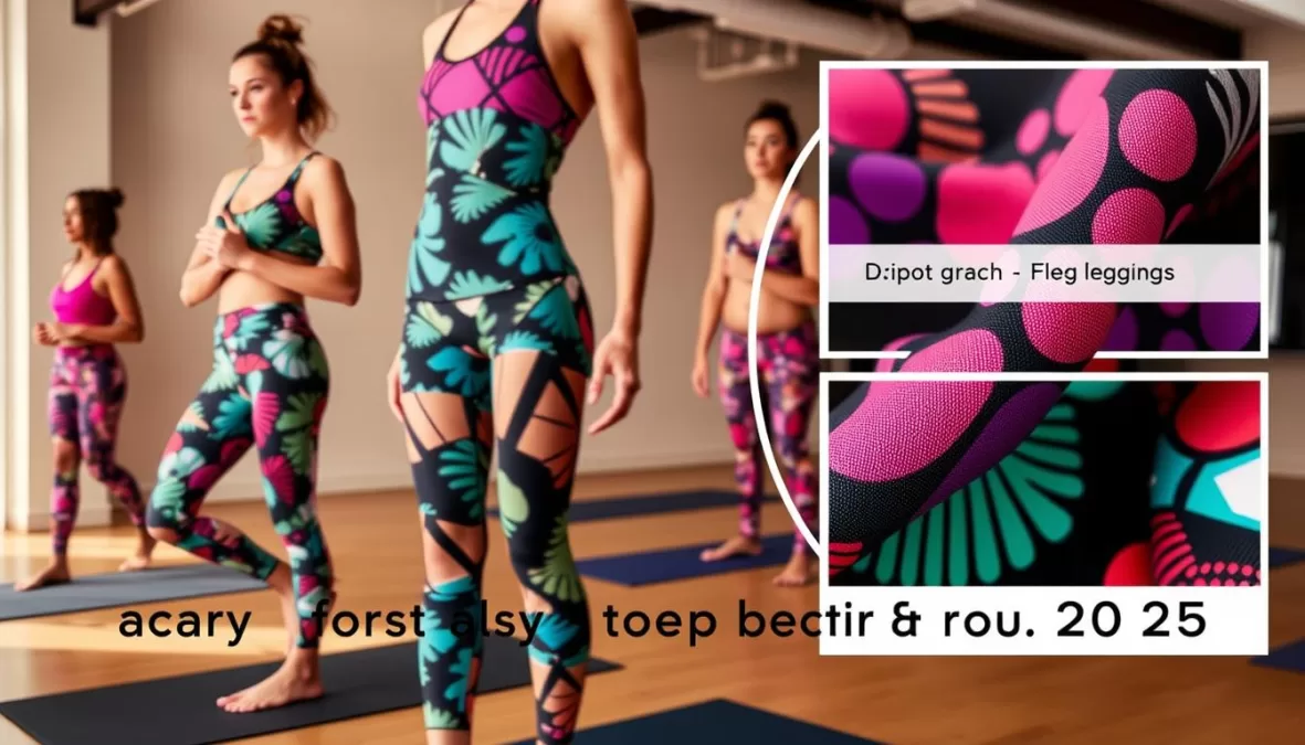 Onzie's colorful printed leggings and tops designed for hot yoga, showing their vibrant style as one of the top 10 yoga brands in the world 2026