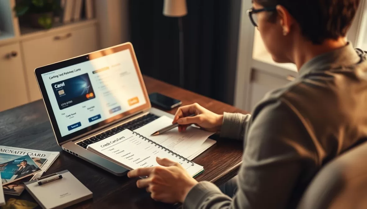 Person analyzing different credit card options to choose from top 10 best credit cards in India 2025