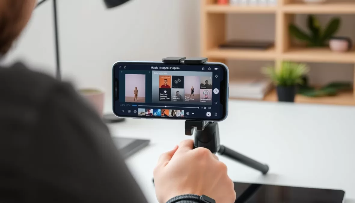 Person creating Instagram Reels content with viral songs on Reels 2025