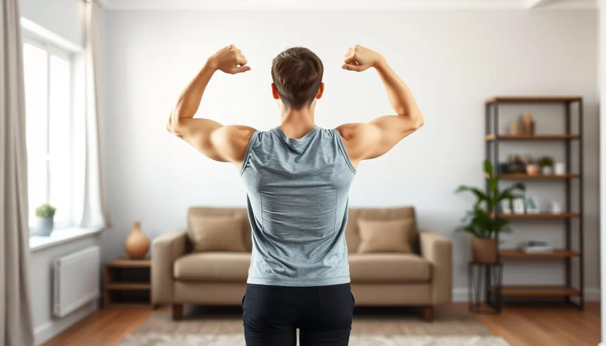 Person demonstrating posture exercises at home without equipment in 2025