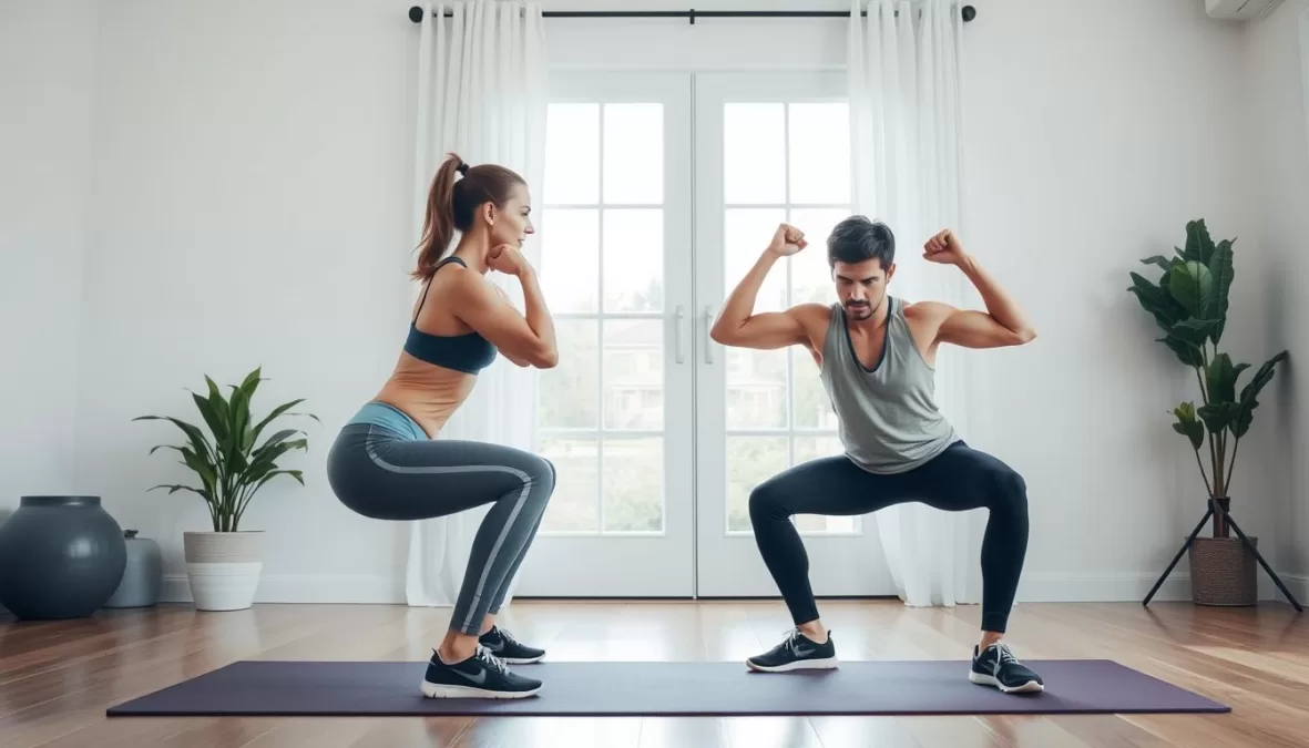 Person demonstrating proper exercise form for home workouts without equipment in 2025