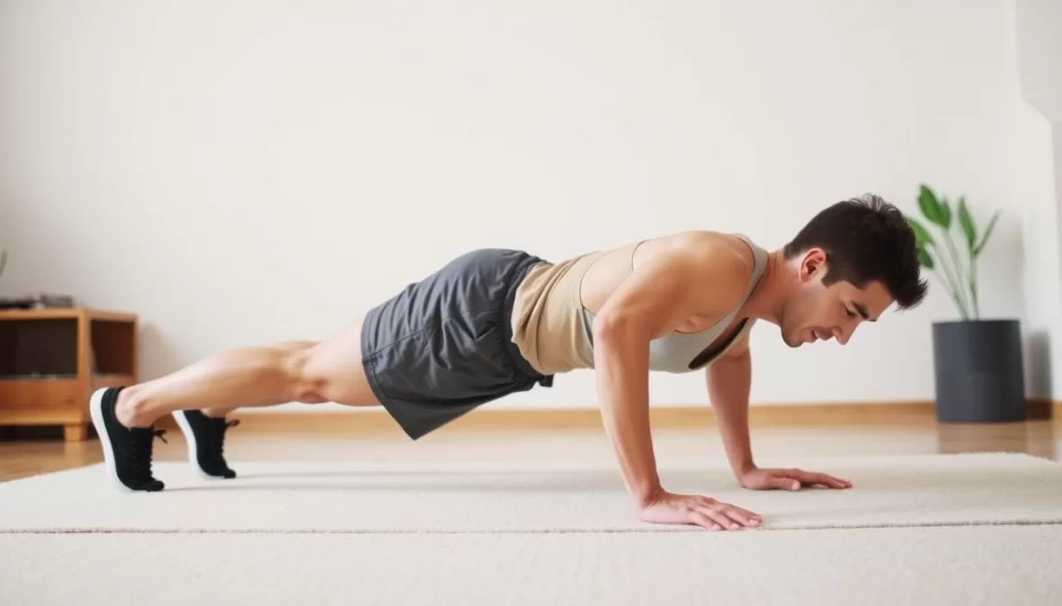 Person demonstrating upper body exercises from Top 10 home workouts without equipment 2025