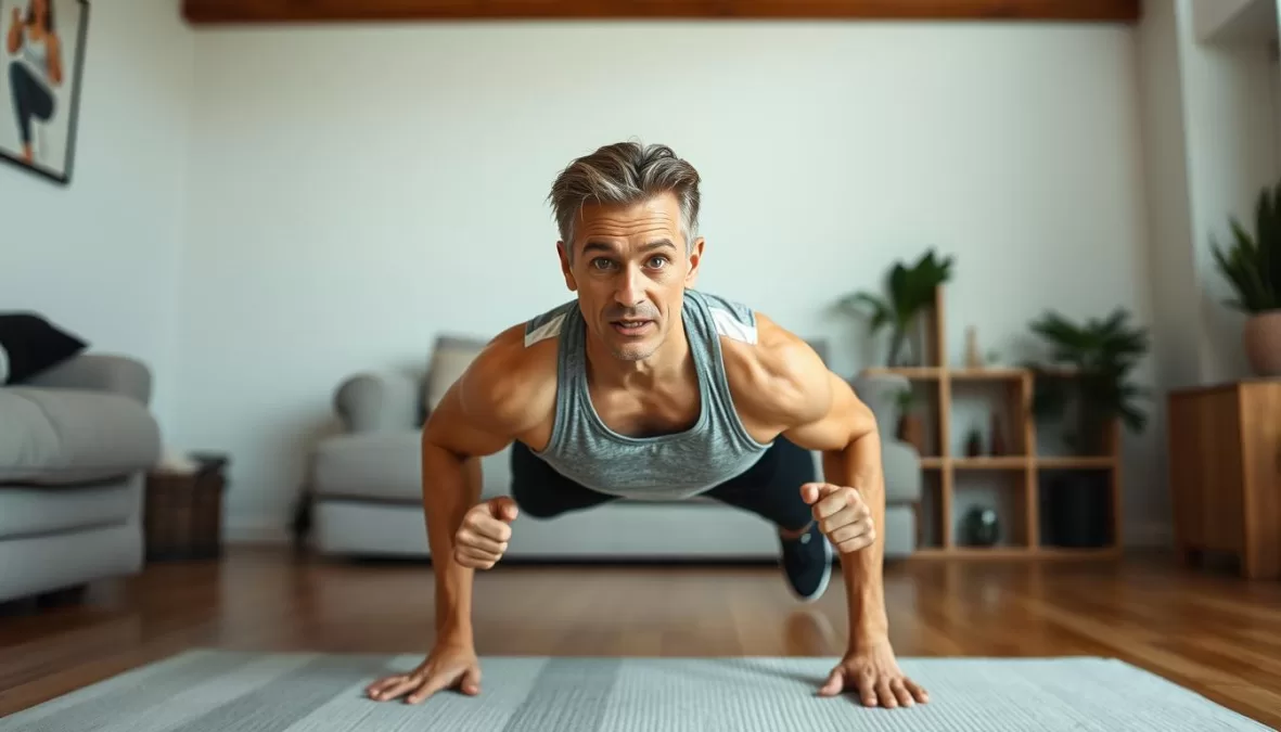 Person doing Tabata workout from Top 10 home workouts without equipment 2025